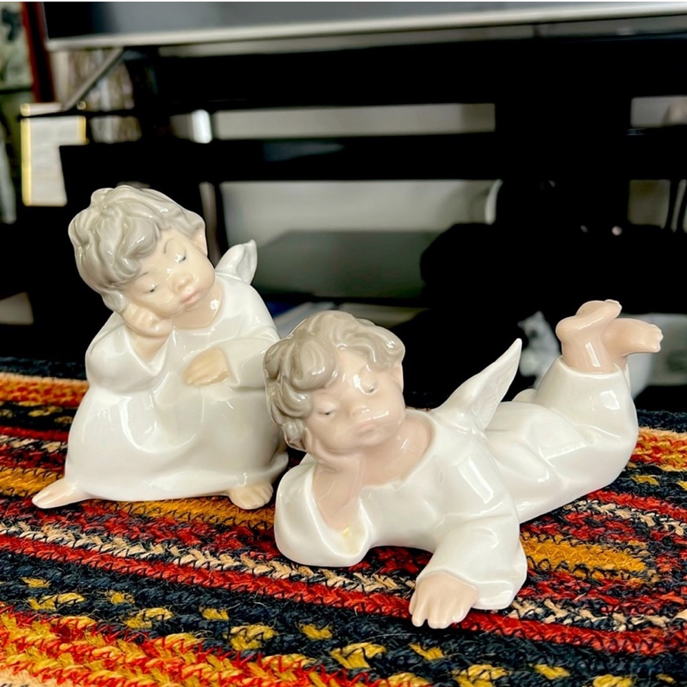 Lladro “Angel Thinking & Angel Laying Down”